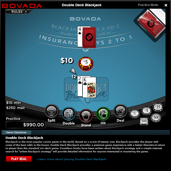 Bovada Casino Double Deck Blackjack