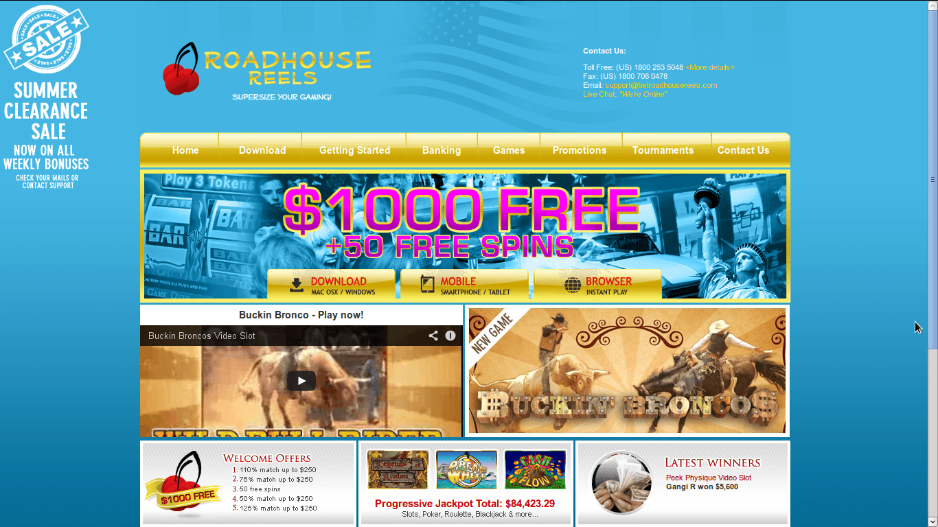 Roadhouse Reels Casino Homepage